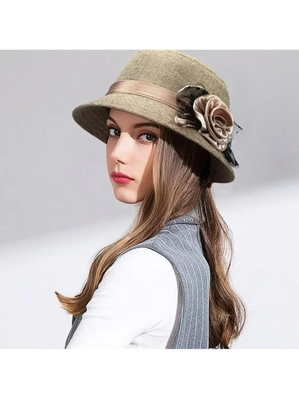 Glamorstar Vintage Felt Cloche Hat Winter Floral Fedora Bucket Hat Bowler Hats - Picture 3 of 7